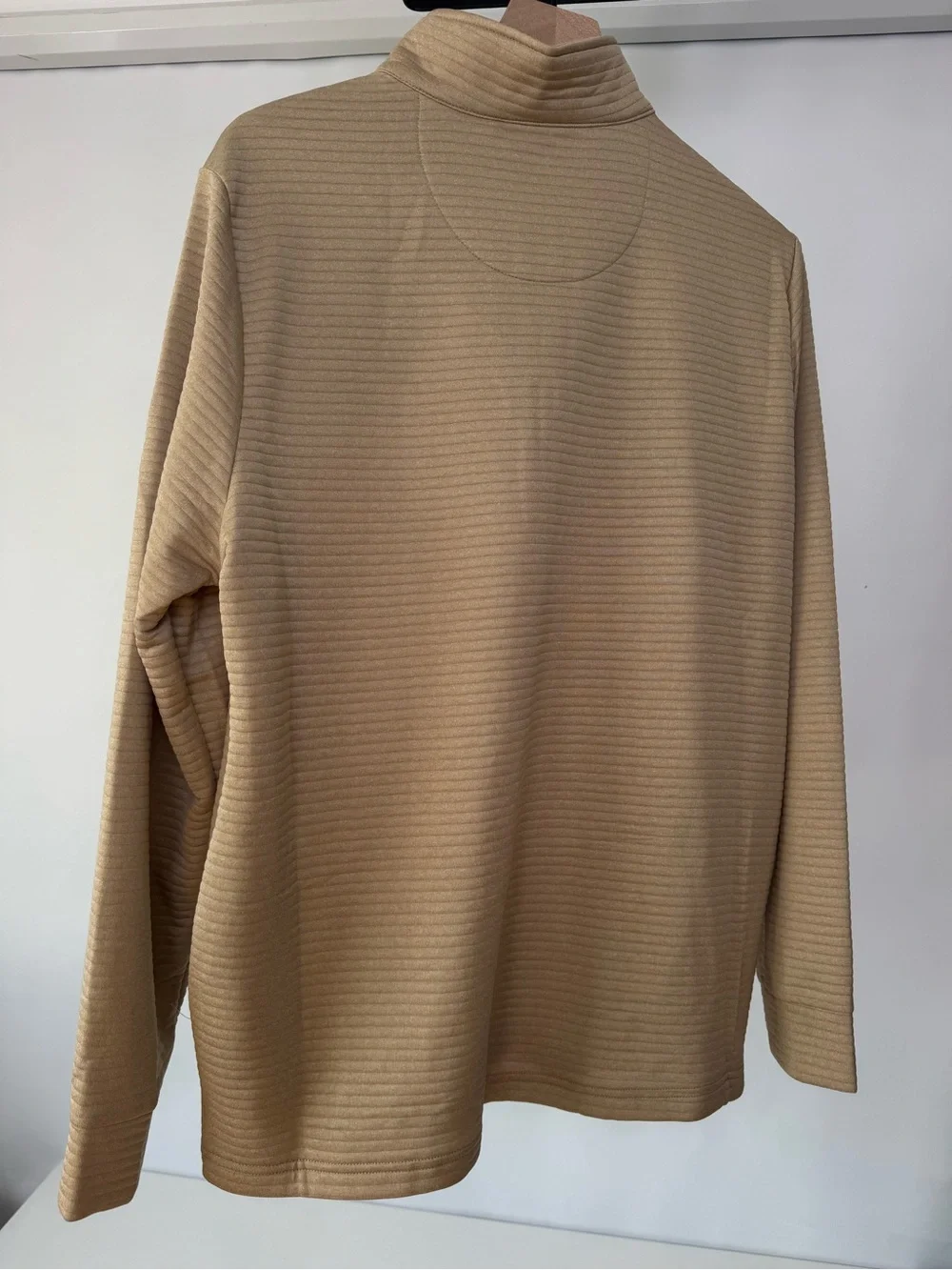 NWT Callaway Men’s Ottoman Quarter Zip Golf Base Layer Pullover Beige Opti-Dri